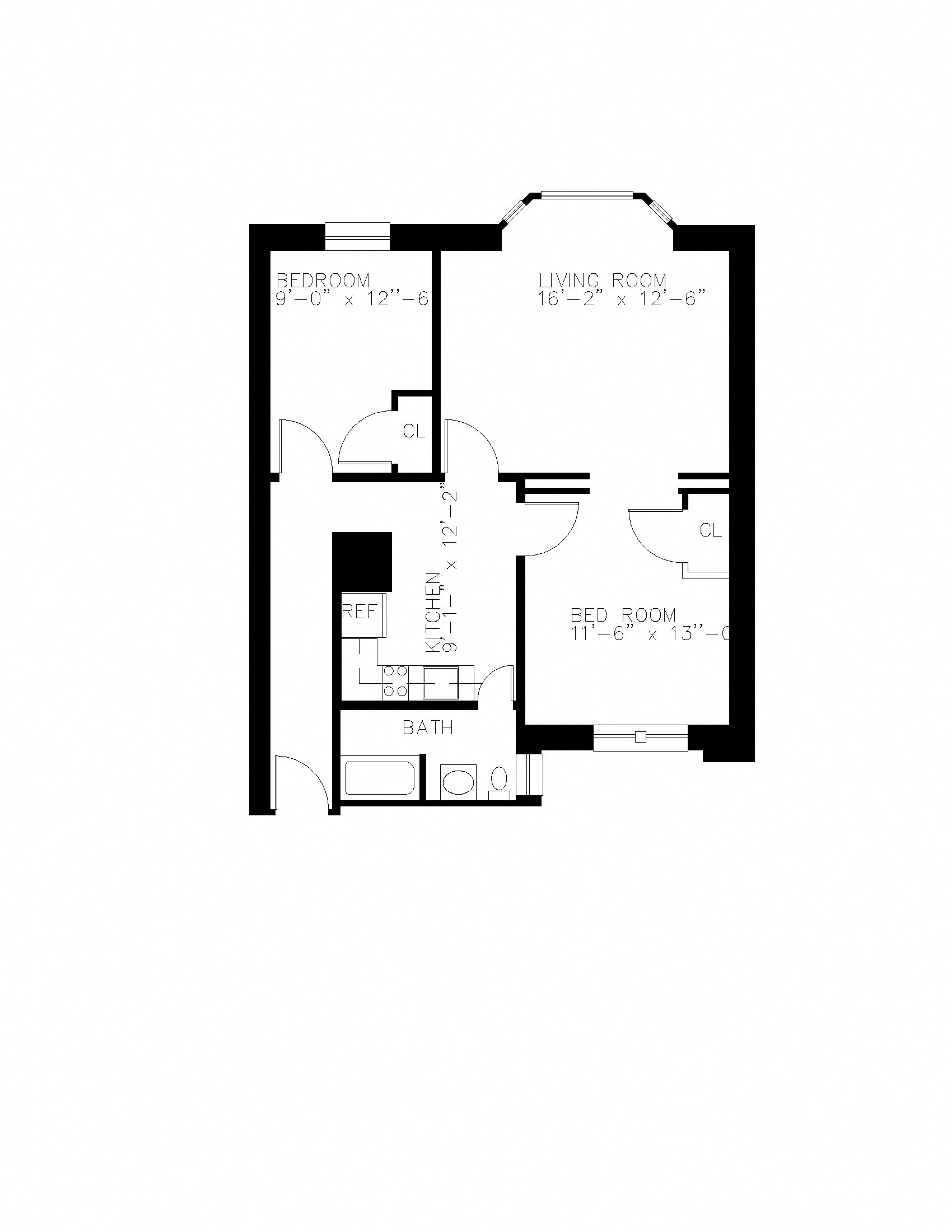 2 Bedroom 1 Bathroom Floor Plan 8